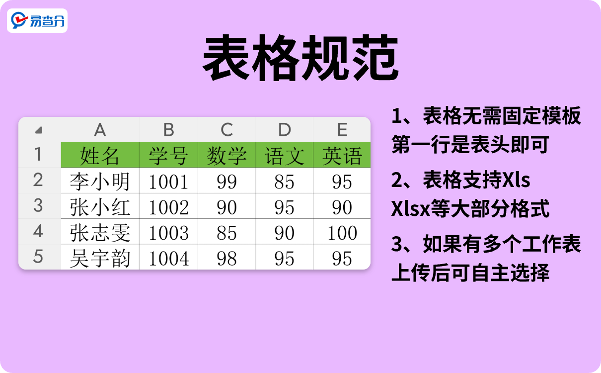 创建成绩查询系统表格规范